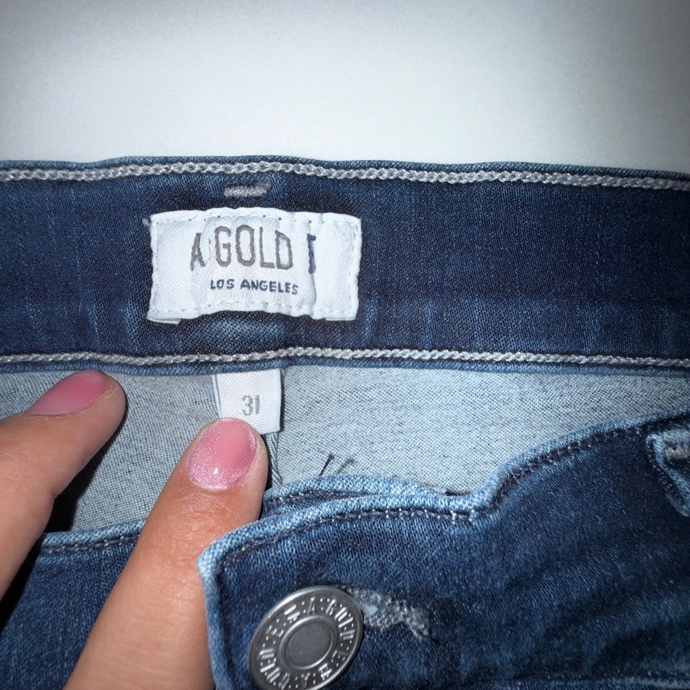 AGOLDE Sophie Crop High Rise Skinny Jeans Dark Wash Raw Hem Size 31 - Picture 2 of 6